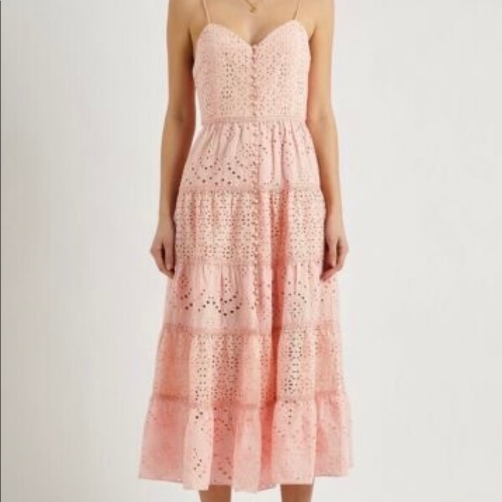 Alice & Olivia Shari Pink Eyelet Dress